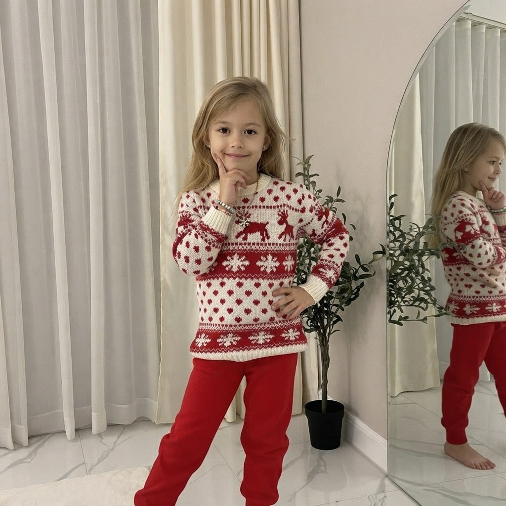LUXE DIVA Kids Boys Girls Children Unisex XMAS Christmas Jumpers Knitted Reindeer Rudolph