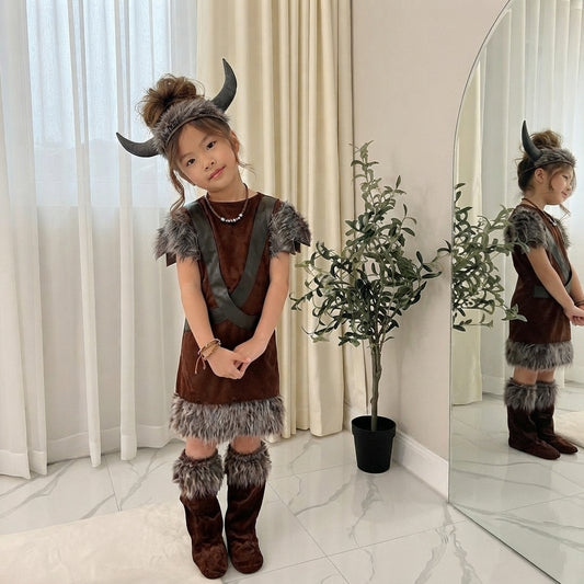 LUXE DIVA Girls Viking Dragon Tamer Costume