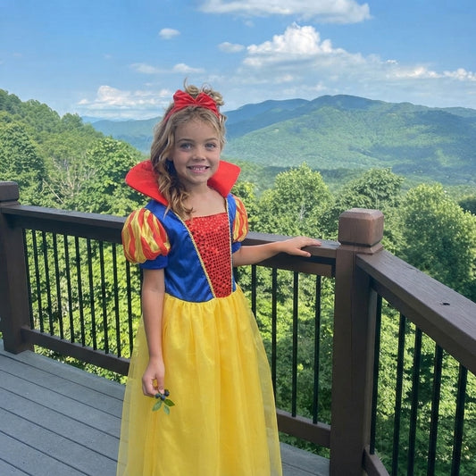 LUXE DIVA Girls Snow White Fancy Dress Costume Princess Outfit