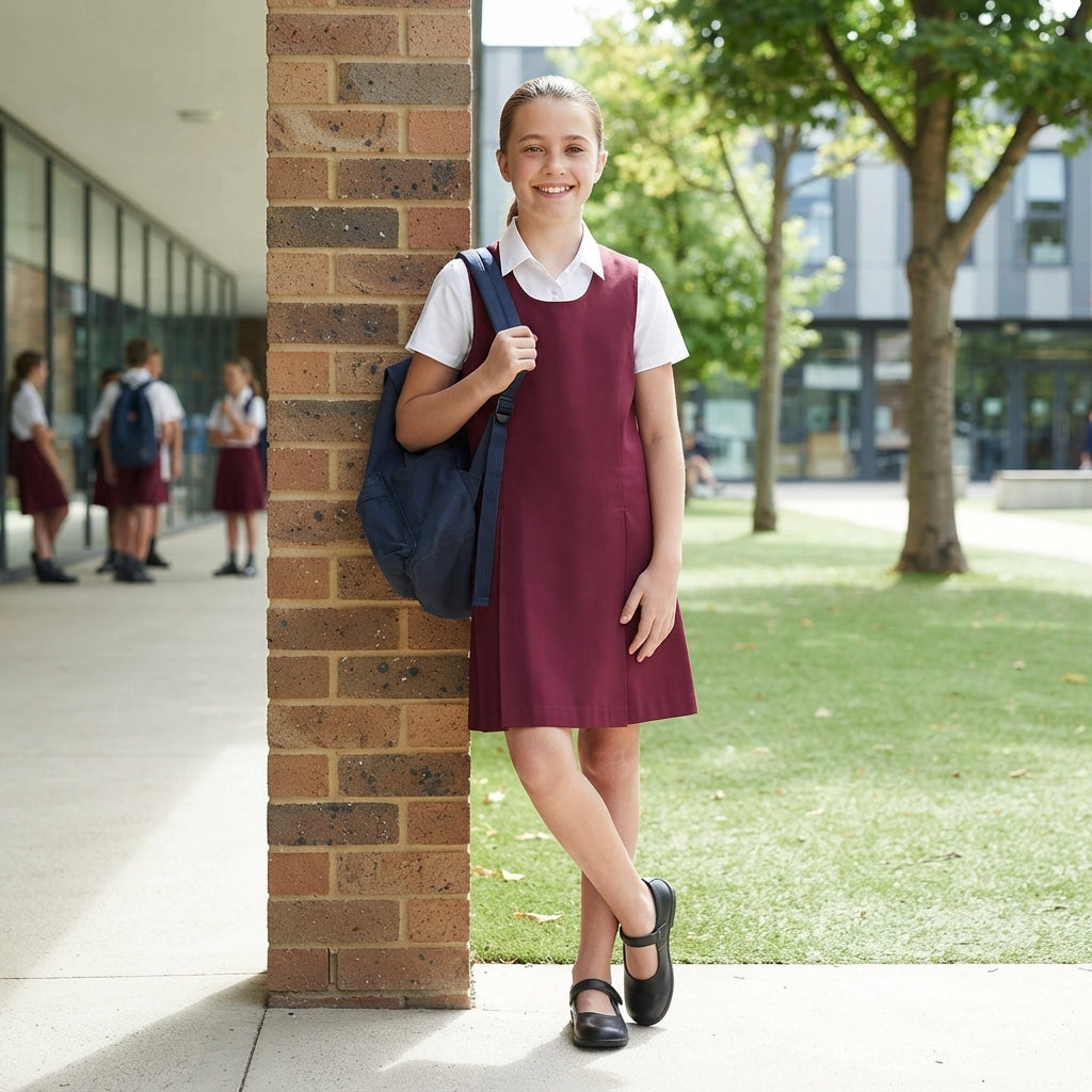 LUXE DIVA Girls School Pinafore Dress Box Pleated Skirt School Uniform
