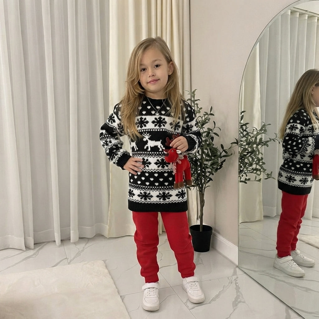LUXE DIVA Kids Unisex Christmas Jumper Reindeer Rudolph Knitted Xmas Sweater