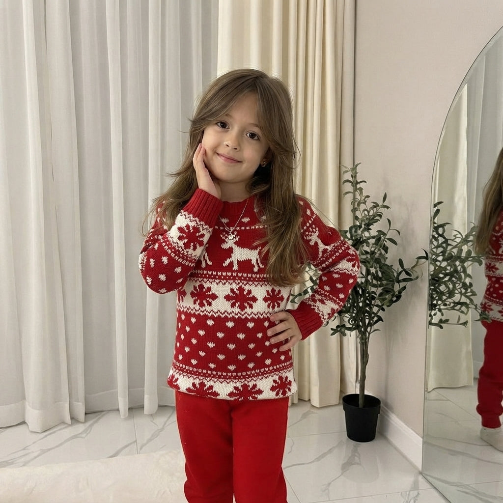 LUXE DIVA Kids Unisex Christmas Jumper Reindeer Rudolph Knitted Xmas Sweater