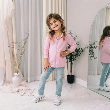 LUXE DIVA Kids Fleece Zip Up Hoodie Jacket Unisex Full Zip Sweatshirt Ages 2–13