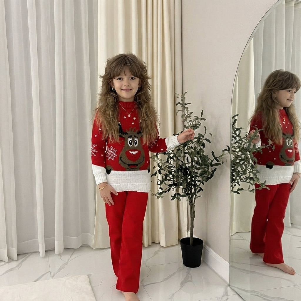 LUXE DIVA Kids Unisex Christmas Jumper Reindeer Rudolph Knitted Xmas Sweater