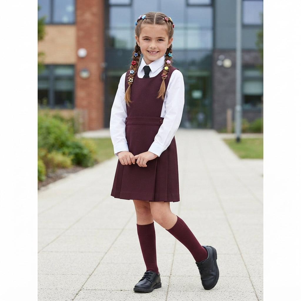 LUXE DIVA Girls BIB Pinafore Pleated School Uniform Dress