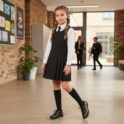 LUXE DIVA Girls BIB Pinafore Pleated School Uniform Dress