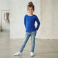 LUXE DIVA Girls Kids Plain Long Sleeve T-Shirt Round Neck Stretch School Top 2-13 Years