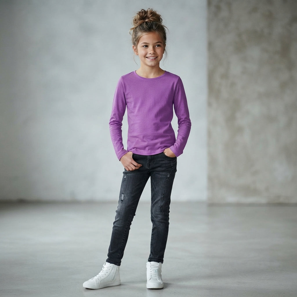 LUXE DIVA Kids Long Sleeve T-Shirt Ages 7–13 Boys Girls Casual Top