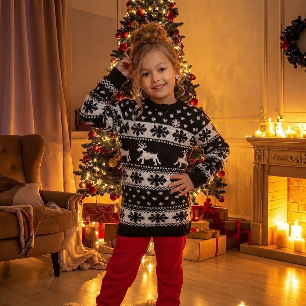 LUXE DIVA Kids Snowflakes Christmas Jumper