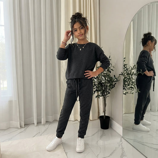 LUXE DIVA Girls Tracksuit Two Piece Set