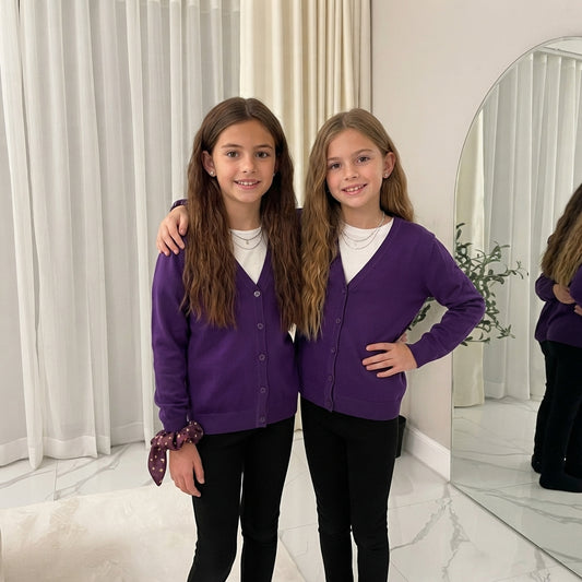 2 Pack Girls Knitted Cardigan for School Uniform Long Sleeve Sweat Knitted Cardigan - Ages 3-14 Years