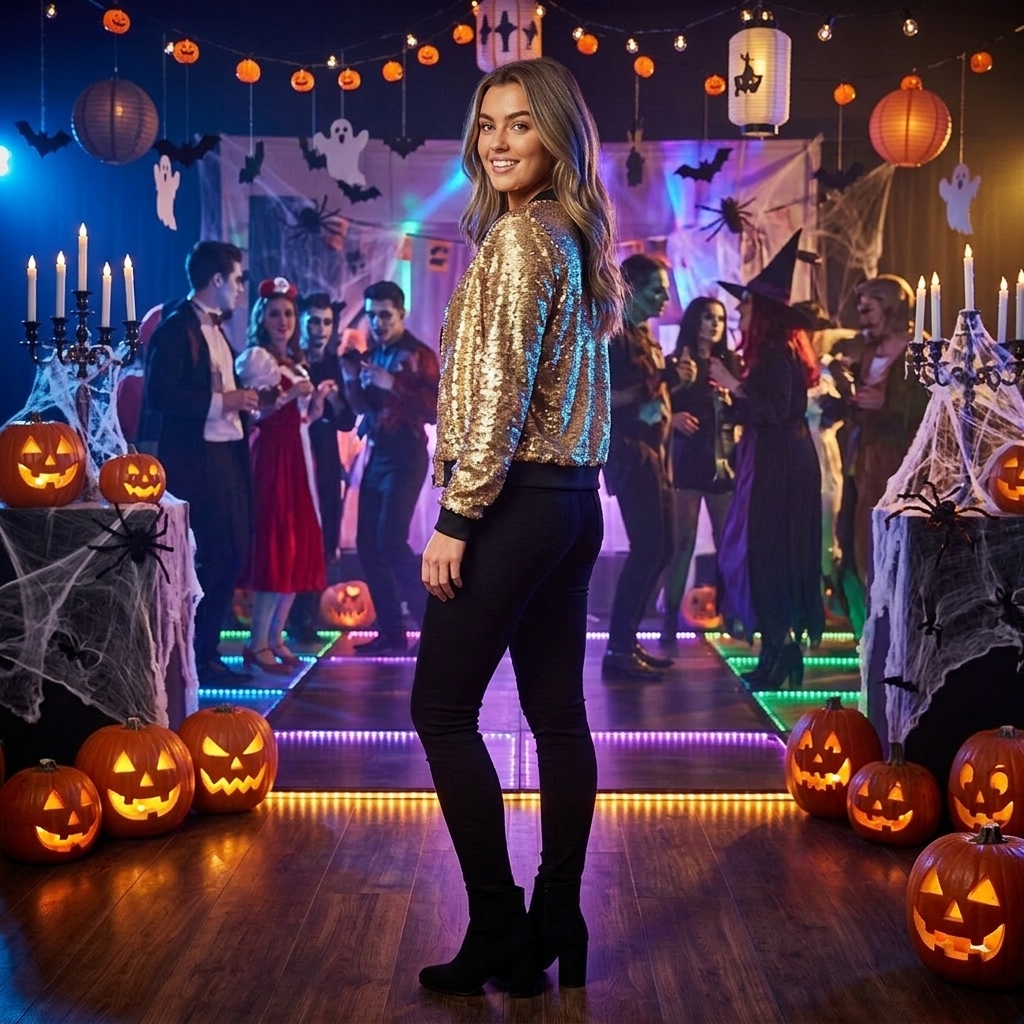 LUXE DIVA Women’s Glitter Sequin Jacket, Shimmering Zip Front Stylish Partywear & Festival Evening Outfit