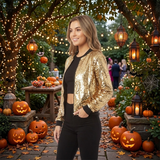 LUXE DIVA Women’s Glitter Sequin Jacket, Shimmering Zip Front Stylish Partywear & Festival Evening Outfit