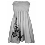Load image into Gallery viewer, Ladies Sheering Boobtube Gather Bandeau Ruched Top with Side Flower Printed Sheering Top
