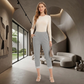 LUXE DIVA Ladies Cherry Berry 3/4 Cropped Stripe Pants, Stretch Capri Trousers with Elasticated Waist for Summer, 8-18