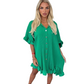 LUXE DIVA Women's Ladies Gold Button Pleated Frill Summer Shirt Swing Smock Mini Dress Top