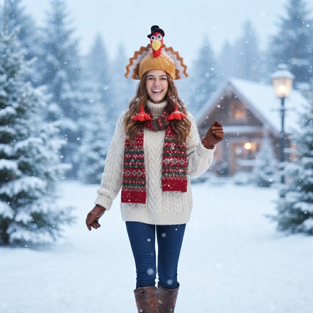 LUXE DIVA Adult Turkey Hat – Novelty Christmas, Xmas & Thanksgiving Fancy Dress Party Hat