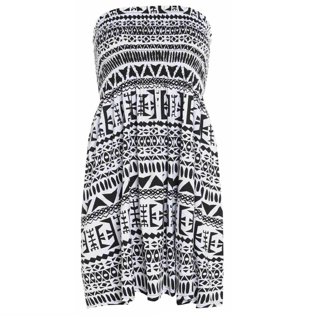 LADIES WOMEN PLUS SIZE SHEERING BOOBTUBE BANDEAU STRAPLESS TOP SUMMER DRESS 16-22
