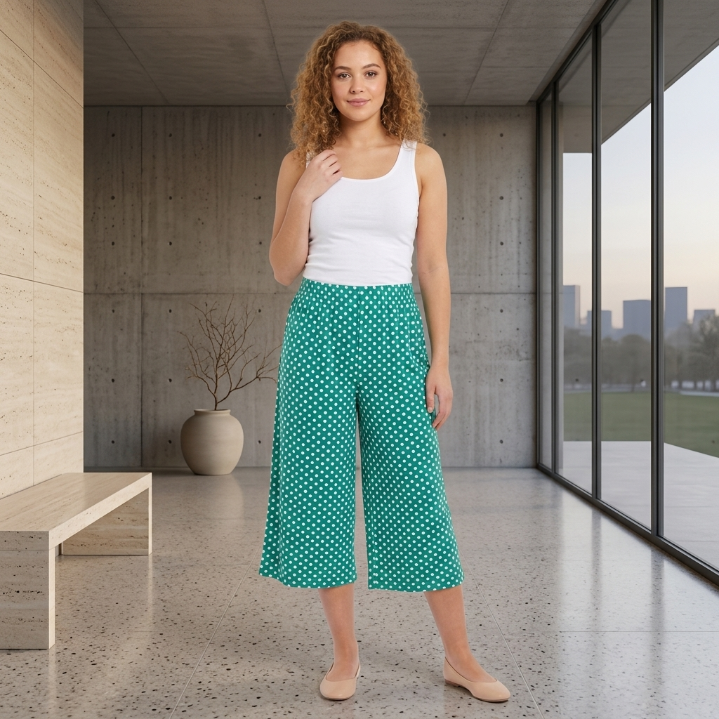 LUXEDIVA Women's Comfortable Wide Leg Culottes Elasticated Waist Casual Cropped Trousers UK 8-26