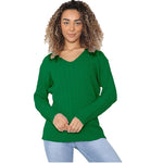 Load image into Gallery viewer, Ladies Long Sleeve V-Neck Knitted Cable Jumper
