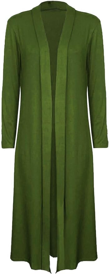 LUXE DIVA Women's Maxi Collared Longline Cardigan Open Front