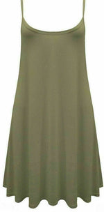 Load image into Gallery viewer, Women&#39;s Plain Cami Stretchy Flared Ladies Swing, Mini Dress Long Vest Top 8-22
