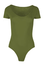 Load image into Gallery viewer, Womens Ladies New Cap Short Sleeve Plain Round Neck Stretch Leotard Bodysuit T-Shirt Plunge Top
