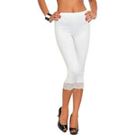 Load image into Gallery viewer, LUXE DIVA Women&#39;s Plus Size Lace Trim Capri Leggings Stretch Crop Leggings Summer Tights PantsS-3XL
