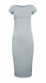 Load image into Gallery viewer, LUXE DIVA Ladies Scoop Neck Bodycon Dress Cap Sleeve Slim Fit Midi Dress Womens Plus Size Plain Stretch Ladies Jersey Midi Dress Sizes 8-26
