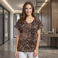 LUXE DIVA Women's Plus Size V-Neck Baggy Top with Turn-Up Short Sleeves