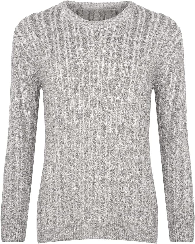 Ladies Long Sleeve Round Neck Knitted Cable Women’s Jumper Knitted Sweater Pull Over Jumper Top Knit Warm Winter Chunky Everyday Casual Pullover Plain Tops Sizes 8-26