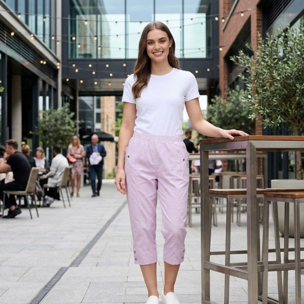 LUXE DIVA Women's Cherry Berry Capri Trousers – Stretch 3/4 Length