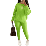 Load image into Gallery viewer, Women&#39;s Solid Drop Shoulder Sweater Set, 2024 New Drop Shoulder Rib-Knit Sweater &amp; Pants Set
