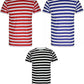 MEN WOMEN'S STRIPED T-SHIRT UNISEX CREW NECK SHORT SLEEVE CASUAL SUMMER TOP UK SIZES S-2XL