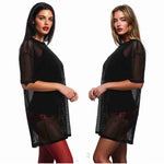 Load image into Gallery viewer, LUXE DIVA Womens Round Neck  Sheer Mesh Top Ladies Short Sleeve Tunic Baggy T-Shirt Dress
