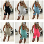 Load image into Gallery viewer, LADIES ALL IN ONE RIBBED PLAYSUIT MINI UNITARD BODYSUIT MUSCLE VEST STYLE
