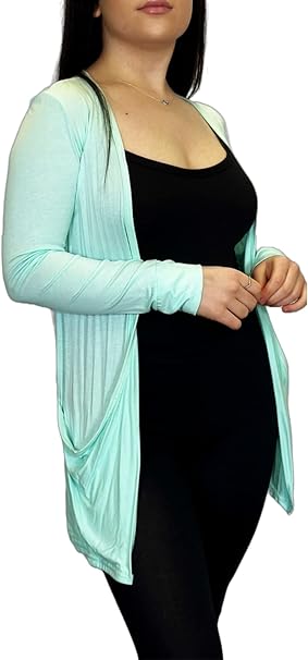 Ladies Long Sleeve Pocket Cardigan Womens Top Sizes 8-26