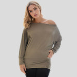 Load image into Gallery viewer, LUXE DIVA One Off-Shoulder Tops with Long Sleeves, Off Shoulder Batwing Jumper, Ladies Batwing Top in Black, Red, White Plus 21 Colors More UK

