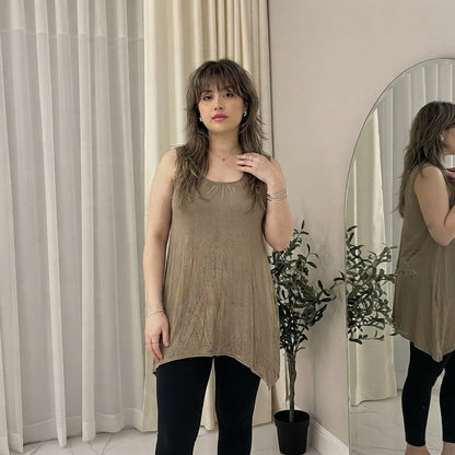 LUXE DIVA Women's Hanky Hem Sleeveless Tunic Vest Top Casual