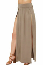 Load image into Gallery viewer, Womens Long Double Split High Waist Ladies Plain Jersey Stretch Two Side Slit Maxi Skirt
