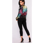 Load image into Gallery viewer, LUXE DIVA New sequin glitter bomber Ladies club dance party festival costume biker jacket
