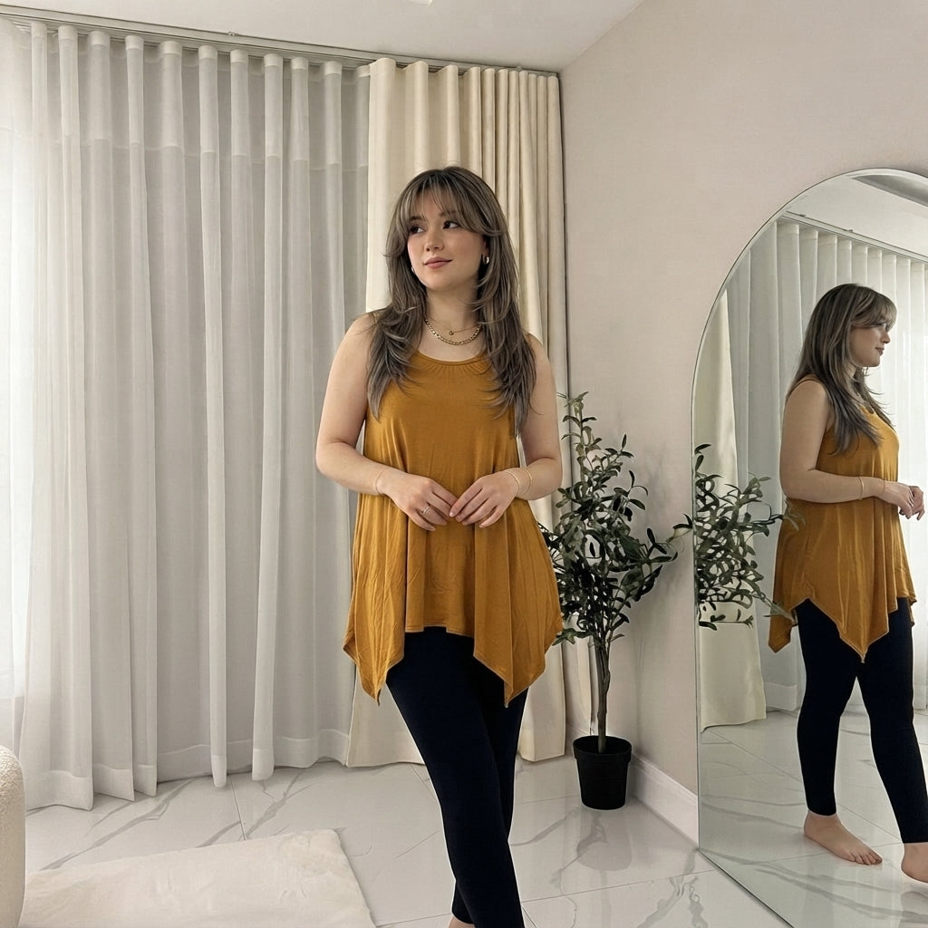 LUXE DIVA Women's Hanky Hem Sleeveless Tunic Vest Top Casual