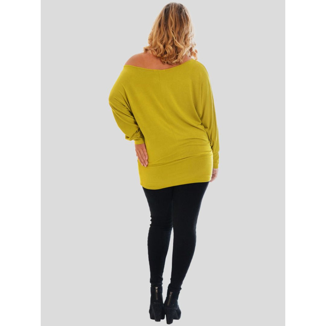 LUXE DIVA One Off-Shoulder Tops with Long Sleeves, Off Shoulder Batwing Jumper, Ladies Batwing Top in Black, Red, White Plus 21 Colors More UK