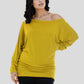 LUXE DIVA One Off-Shoulder Tops with Long Sleeves, Off Shoulder Batwing Jumper, Ladies Batwing Top in Black, Red, White Plus 21 Colors More UK