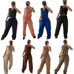 Load image into Gallery viewer, LUXE DIVA New Two Piece Wide Leg Pants Set Women&#39;s Spring New V-Neck Sleeveless Vest with Hanging Wide Leg Pants Casual Set
