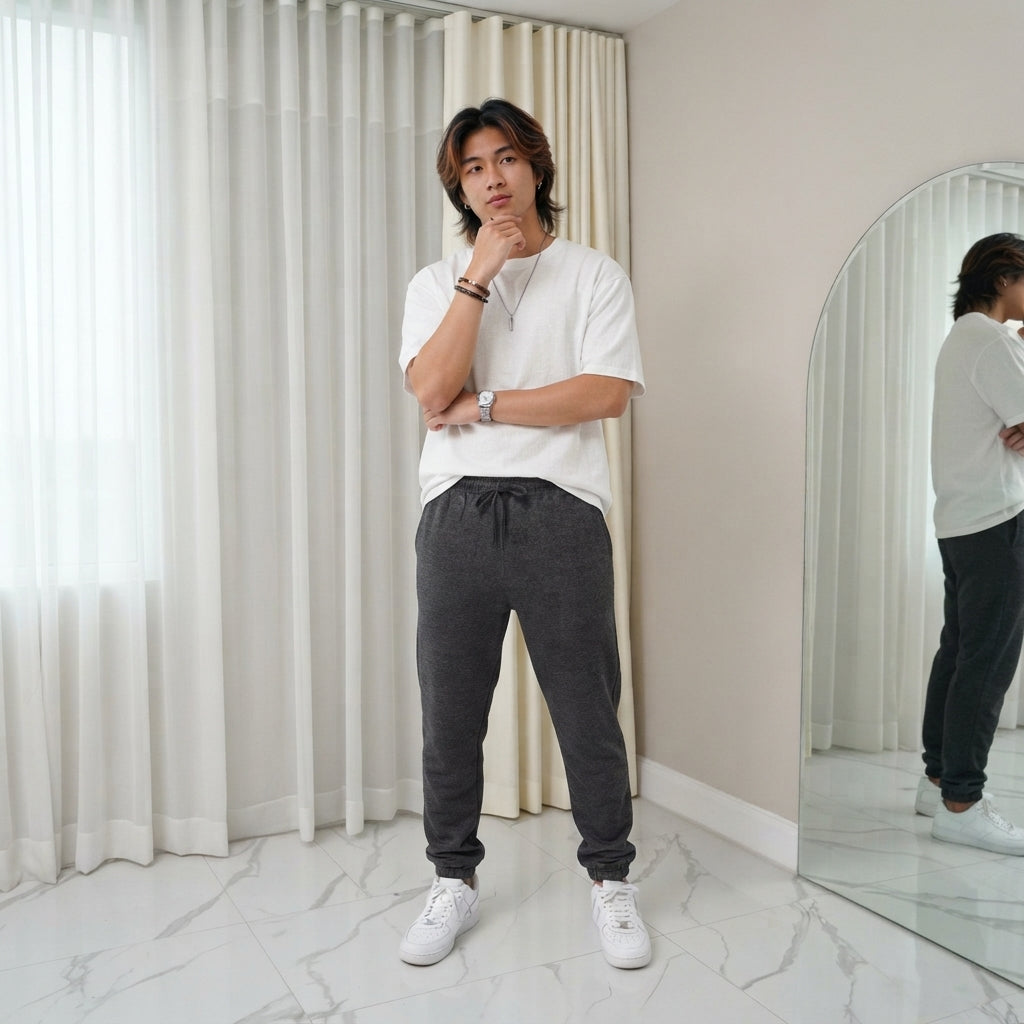 LUXE DIVA Men's Trouser Fleece Elasticated Joggers Cuffed Sweatpants