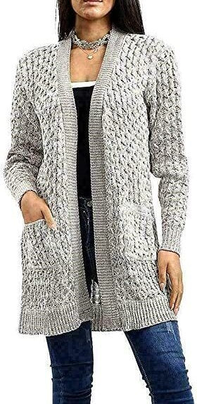 LUXE DIVA Women's Crochet Knit Oversized Open Front Cardigan