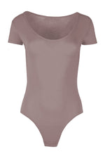 Load image into Gallery viewer, Womens Ladies New Cap Short Sleeve Plain Round Neck Stretch Leotard Bodysuit T-Shirt Plunge Top
