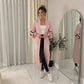 LUXE DIVA Women's Love Print Balloon Sleeve Long Knitted Cardigan Jumper