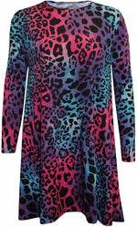 Load image into Gallery viewer, Womens Plain Long Sleeve Stretch A Line Skater Flared Swing Dress Top
